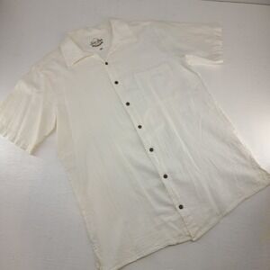 Surf Style XXL | White Cotton Short Sleeve Button Down Ethnic Shirt Mens